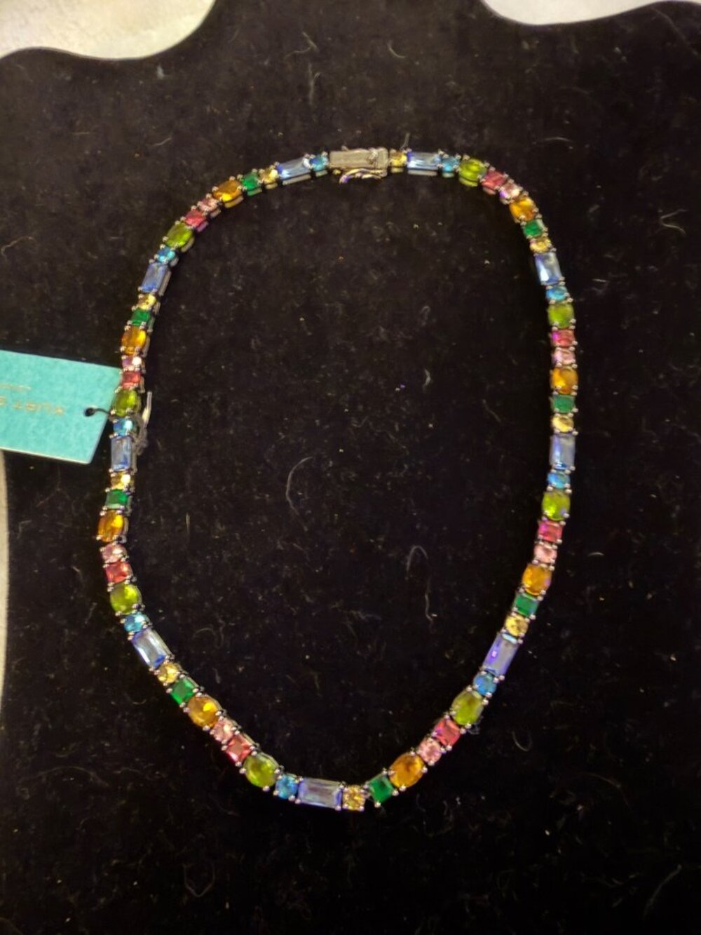 Kurt Geiger Rainbow Gemstone Necklace With Silver-Tone Clasp - tennis necklace N